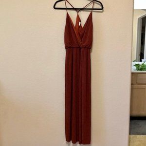 Rust Red Midi Dress w/ Side Slit